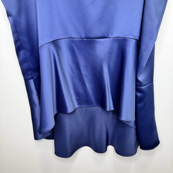 David's Bridal Navy Blue Satin High Low Ruffle Skirt Size 22 NWT Brand New - Picture 4 of 9